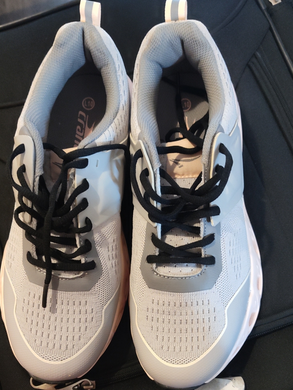 Light Gray Women Athletic Sneakers with Black Laces